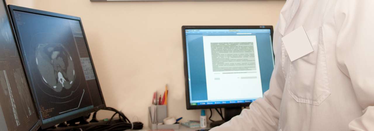 A man using a computer.