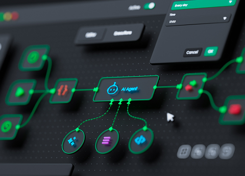 AI agent and connected processes on a screen