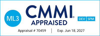 CMMI Appraised ML3, with Appraisal #70459 and expiration date of June 18, 2027