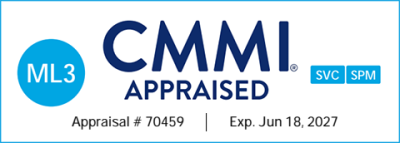 CMMI Appraised ML3, with Appraisal #70459 and expiration date of June 18, 2027